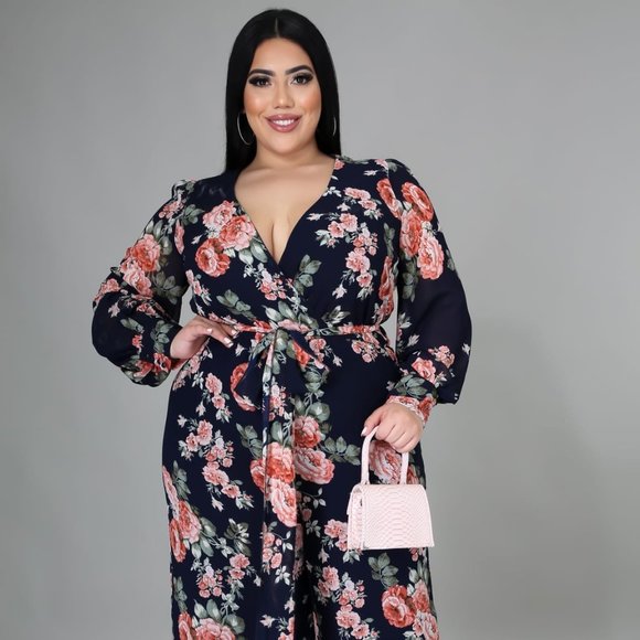 Beloved Curves Pants - Floral Print Jumper Sizes 1X/2X/3X